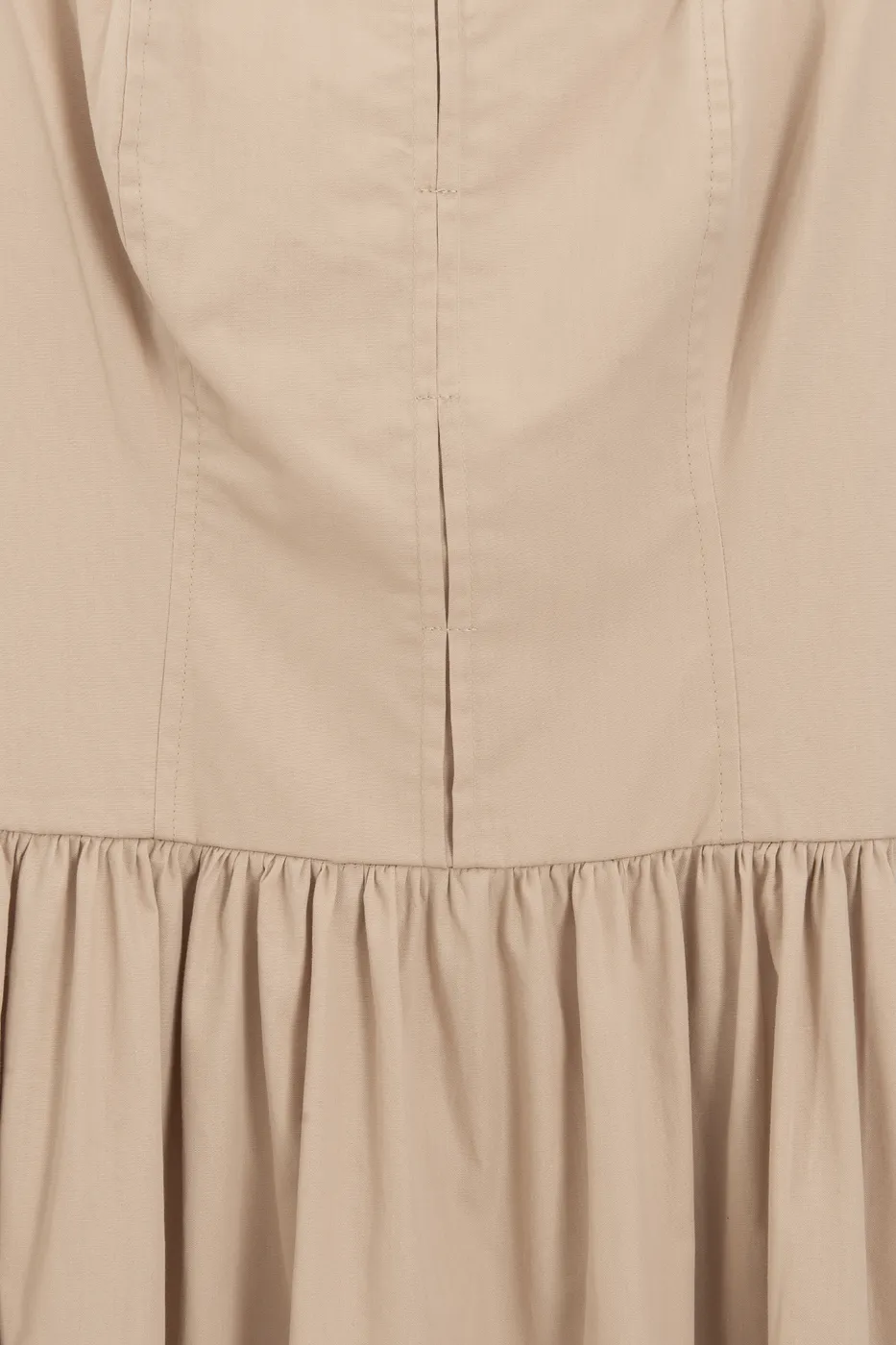 Bayan Bej Askılı Cotton Midi Elbise