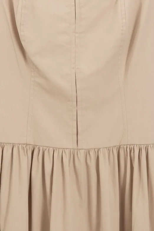 Bayan Bej Askılı Cotton Midi Elbise - BSL