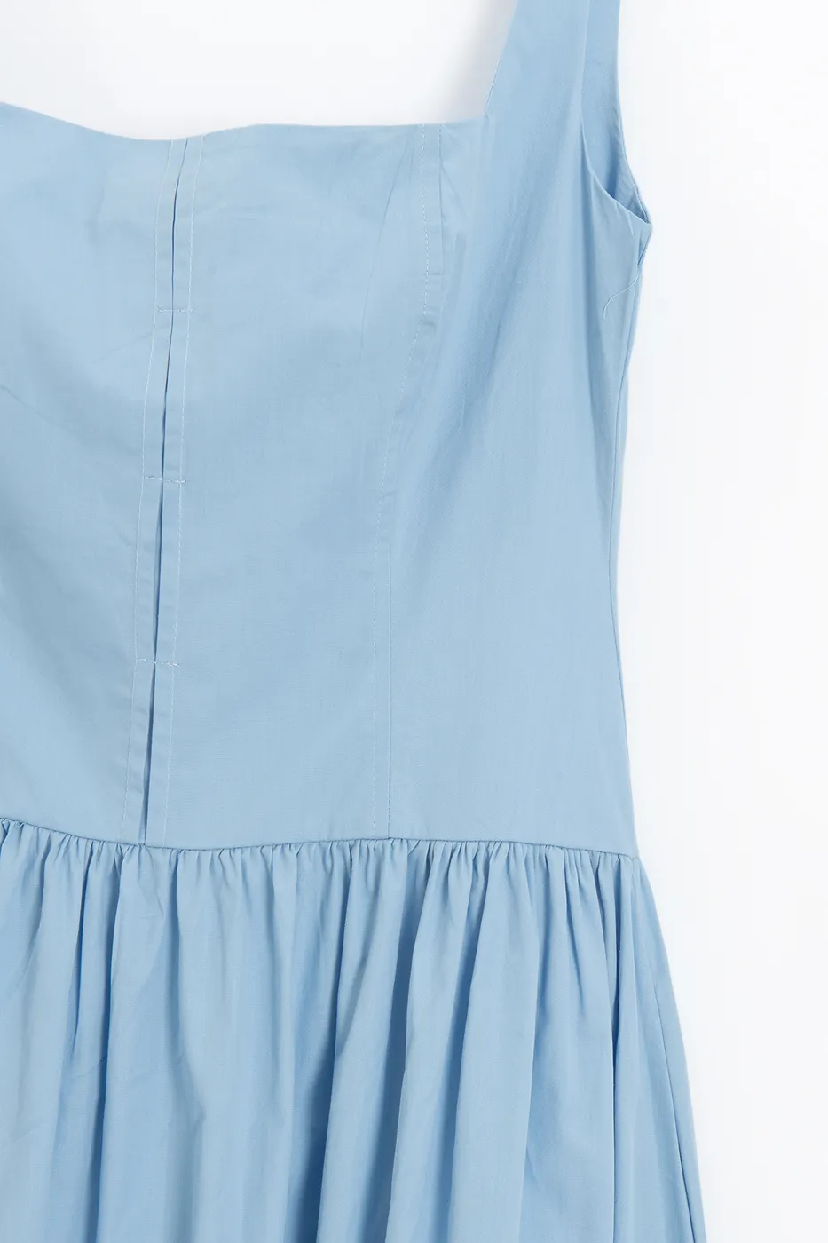 Bayan Mavi Askılı Cotton Midi Elbise