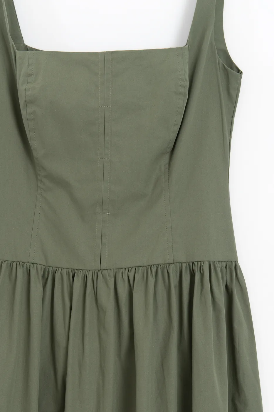 Bayan Yeşil Askılı Cotton Midi Elbise