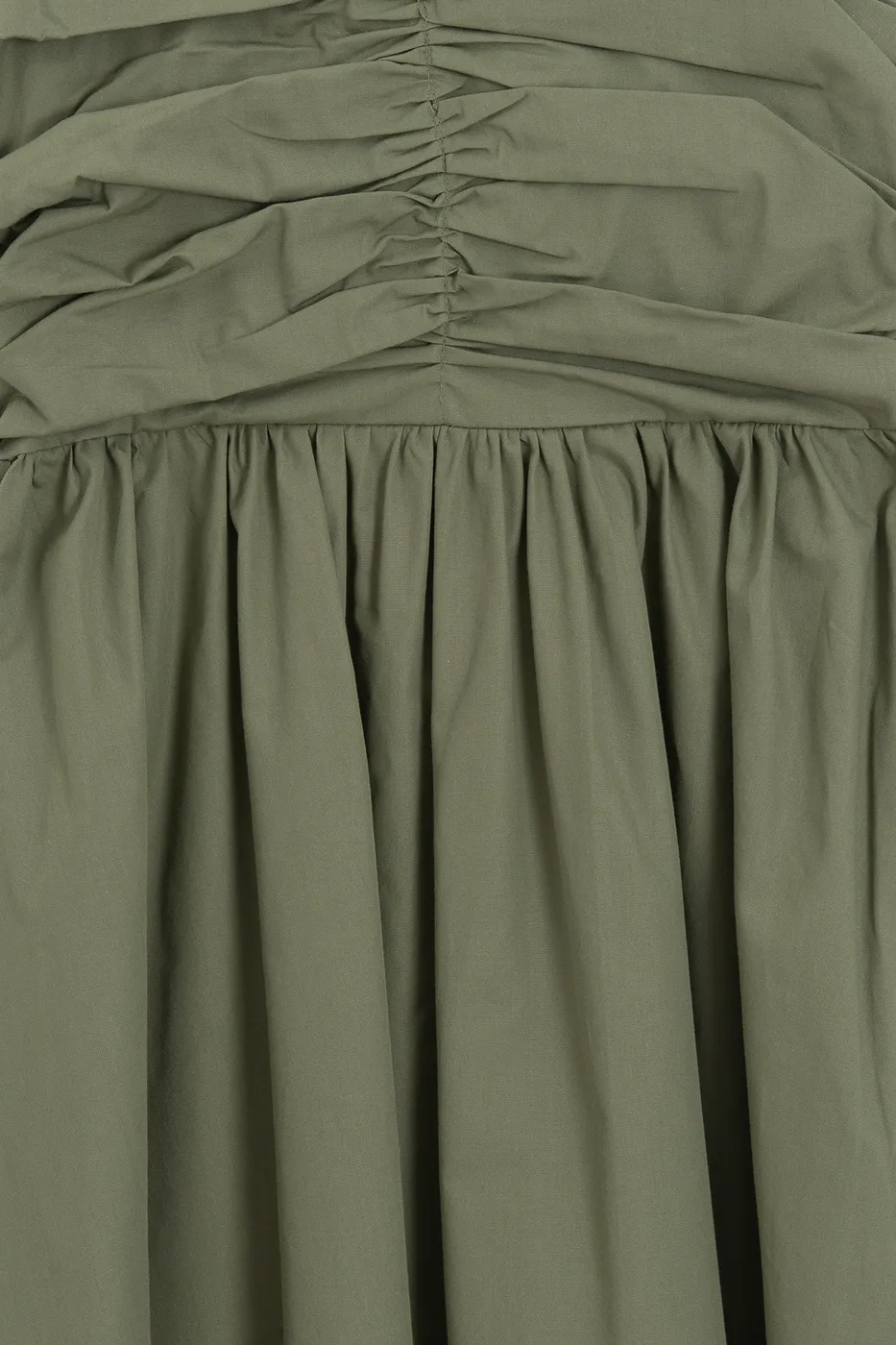 Bayan Haki Drapeli Askılı % 100 Cotton Midi Elbise