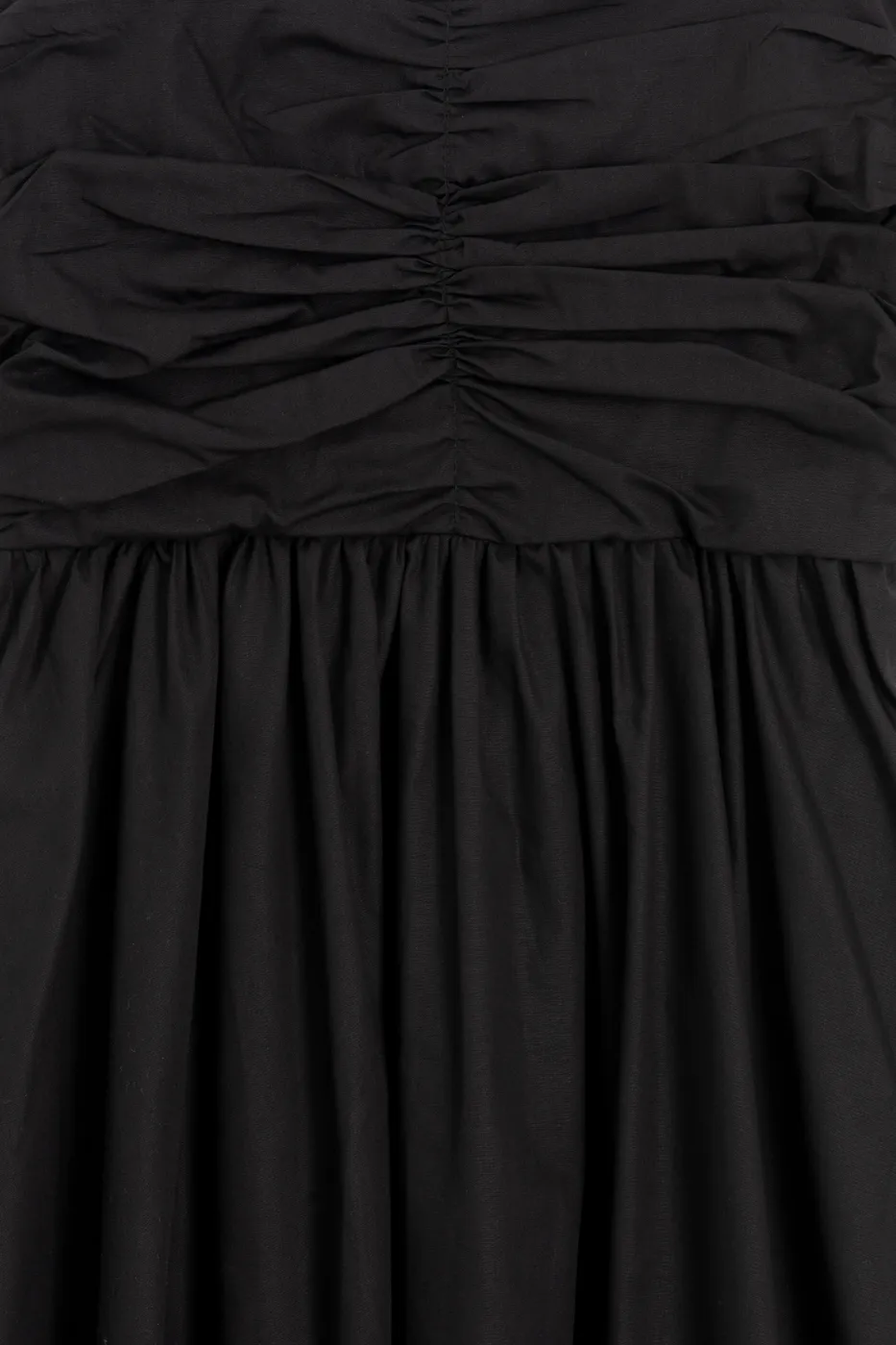 Bayan Siyah Drapeli Askılı % 100 Cotton Midi Elbise