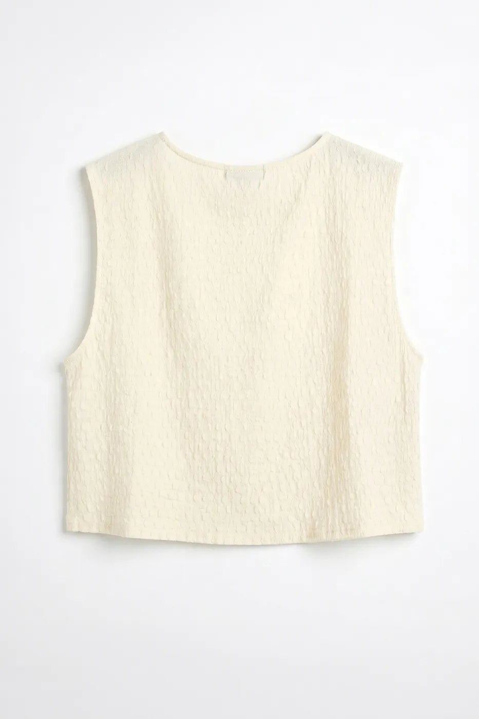 Bayan Ekru Dokulu Crop Bluz