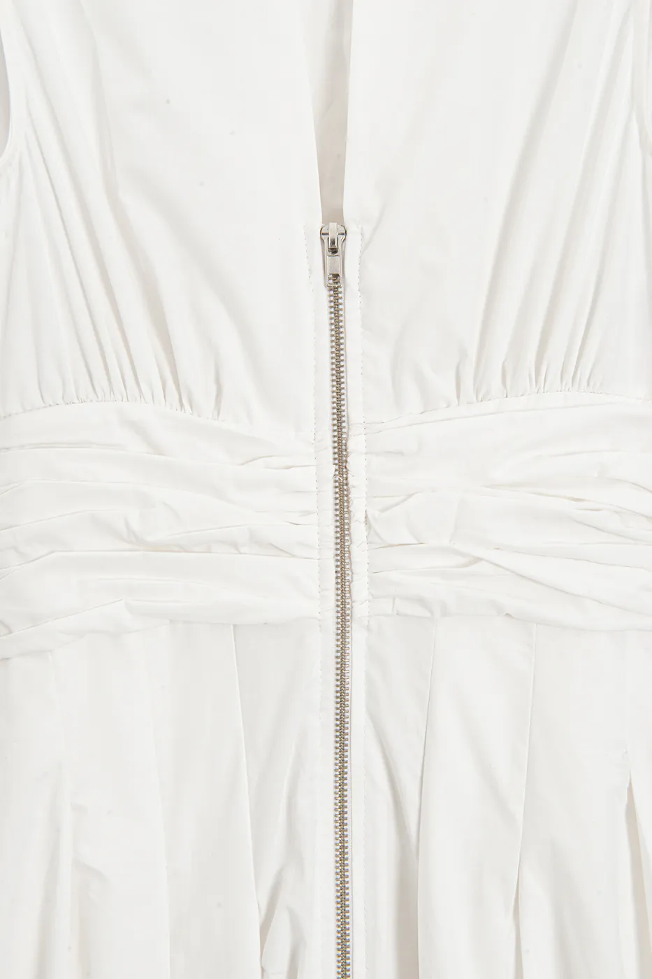 Bayan Beyaz Piliseli Cotton Midi Elbise