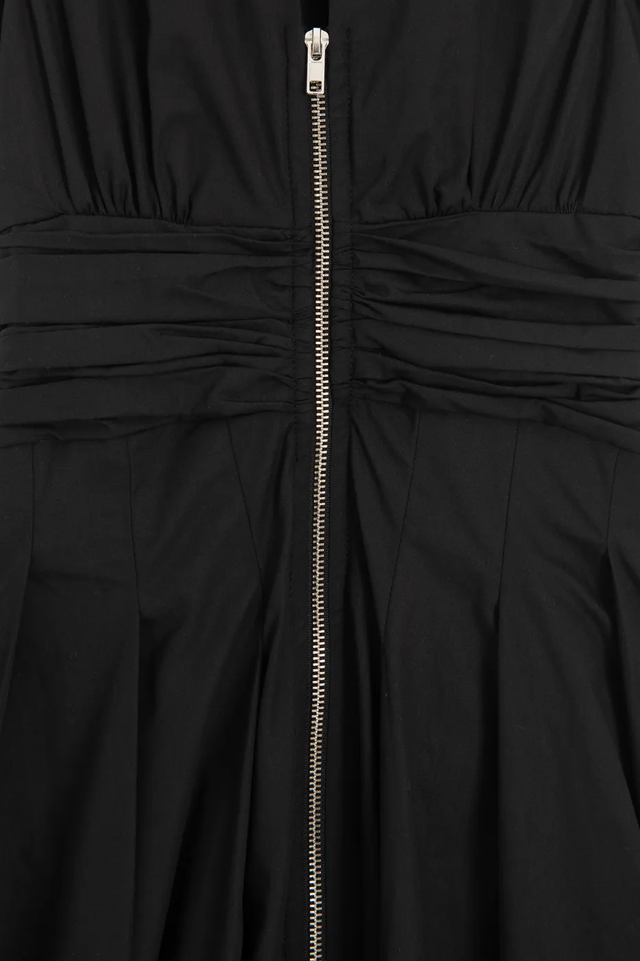 Bayan Siyah Piliseli Cotton Midi Elbise