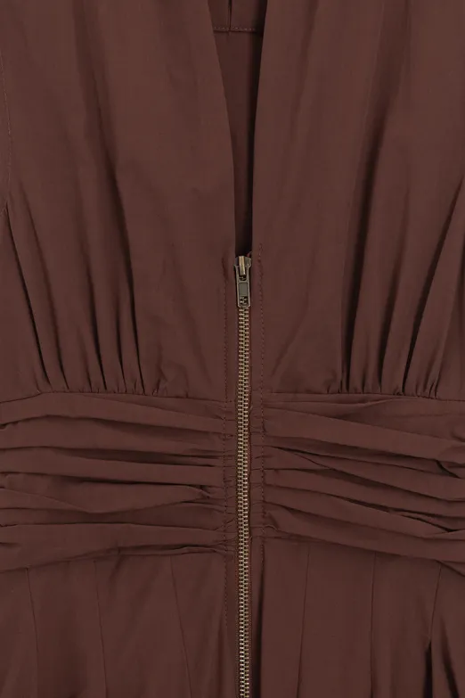Bayan Tarçın Piliseli Cotton Midi Elbise - BSL