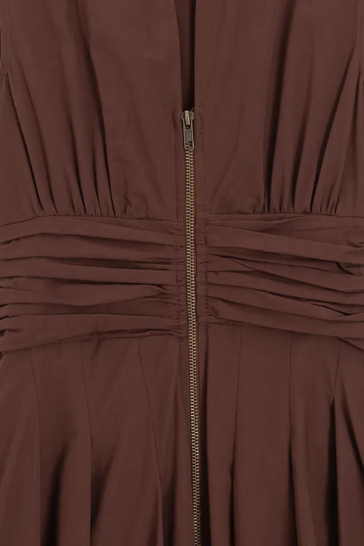Bayan Tarçın Piliseli Cotton Midi Elbise - BSL