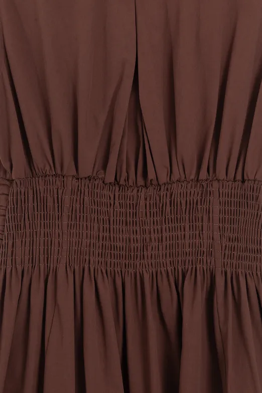 Bayan Tarçın Piliseli Cotton Midi Elbise - BSL