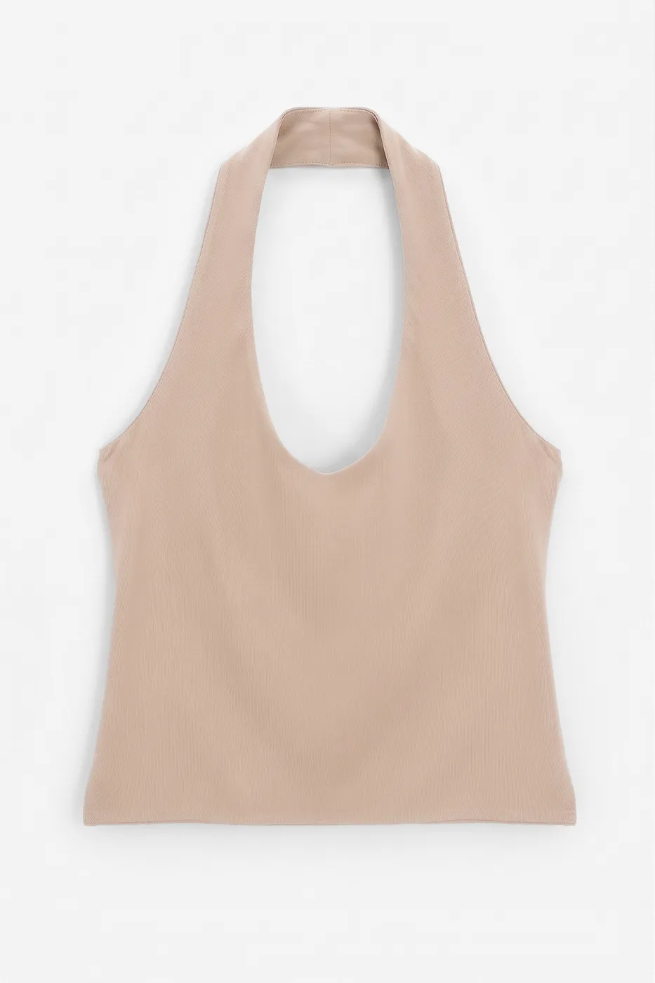 Bayan Bej Boyundan Bağlı Crop Top