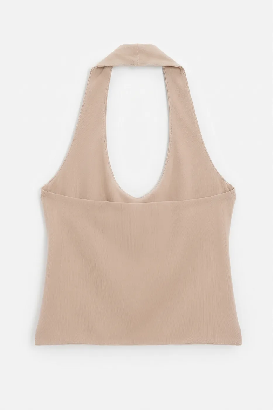 Bayan Bej Boyundan Bağlı Crop Top