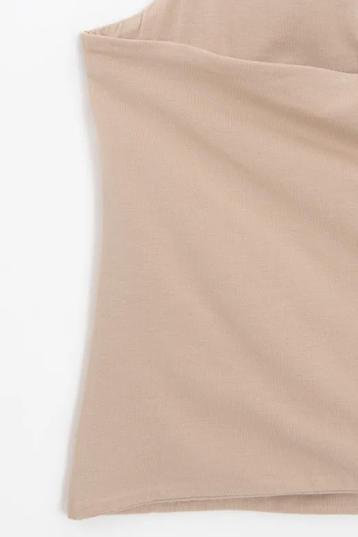 Bayan Bej Boyundan Bağlı Crop Top - BSL