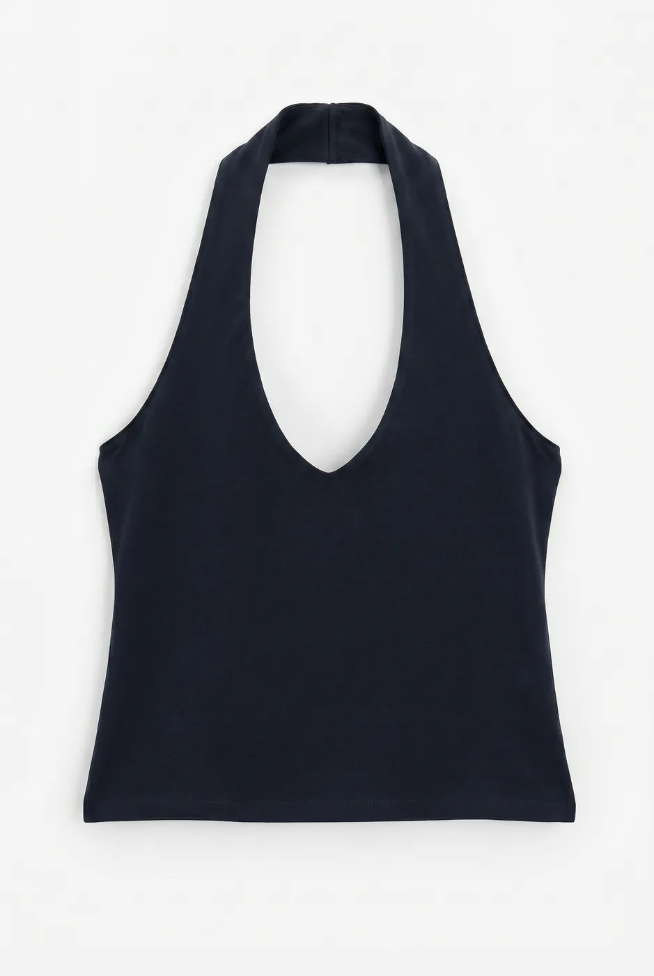 Bayan Lacivert Boyundan Bağlı Crop Top