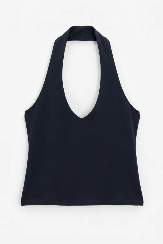 Bayan Lacivert Boyundan Bağlı Crop Top - BSL