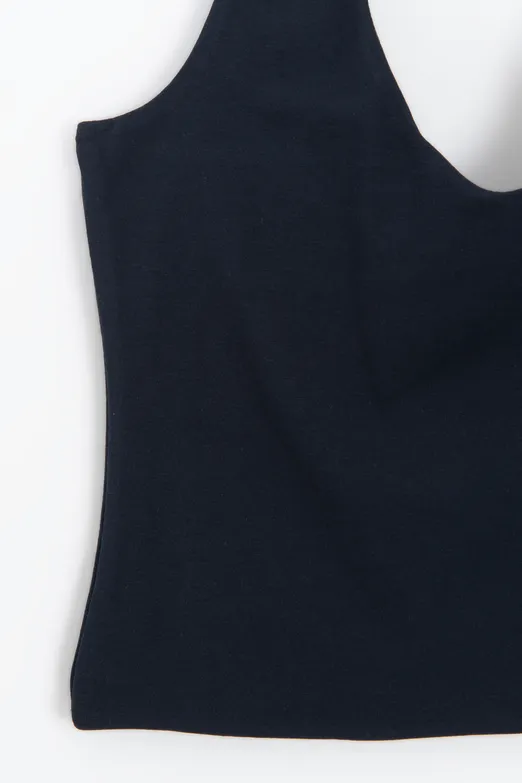 Bayan Lacivert Boyundan Bağlı Crop Top - BSL