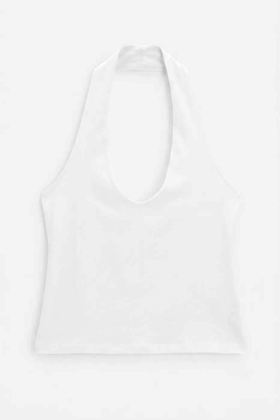 Bayan Beyaz Boyundan Bağlı Crop Top