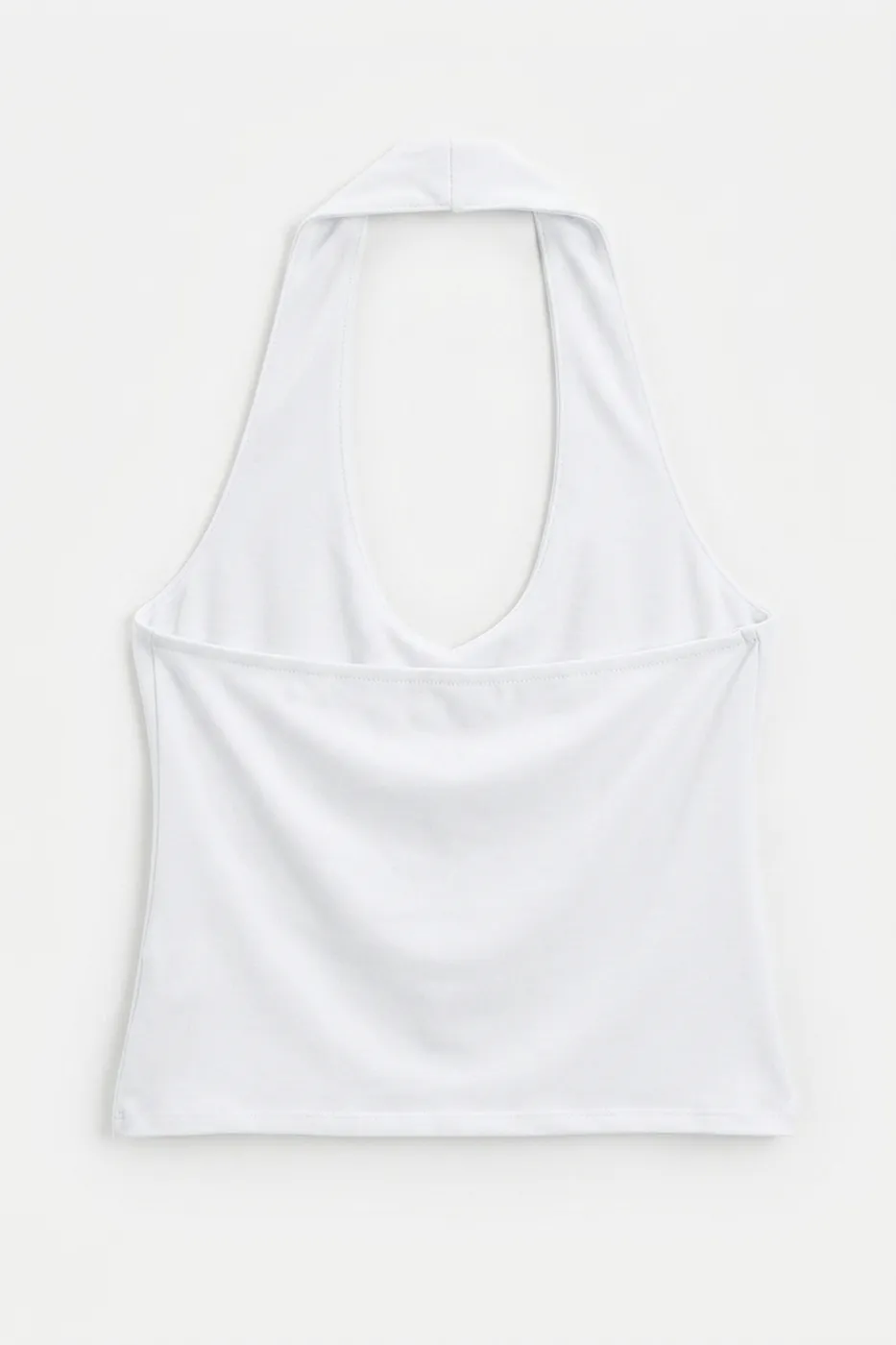 Bayan Beyaz Boyundan Bağlı Crop Top