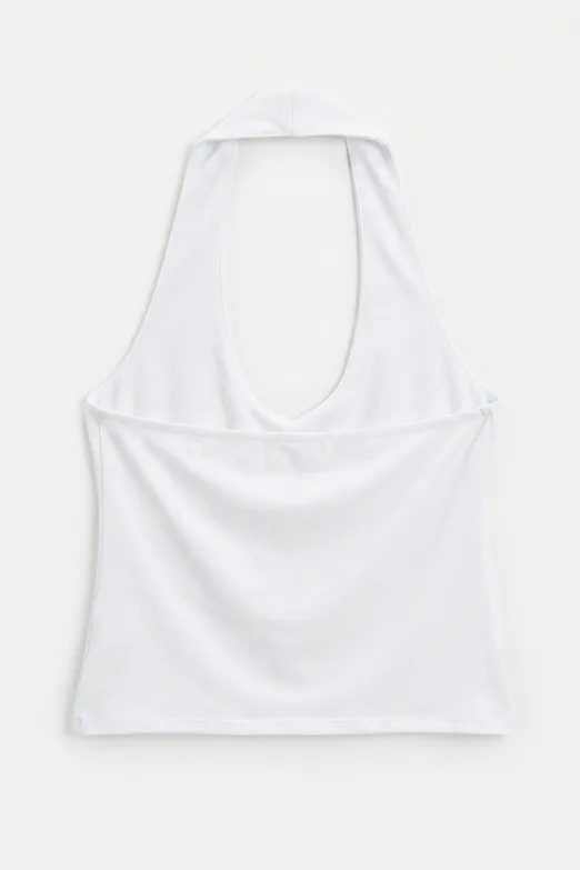 Bayan Beyaz Boyundan Bağlı Crop Top - BSL
