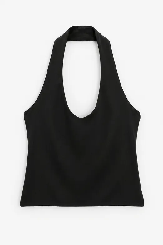 Bayan Siyah Boyundan Bağlı Crop Top - BSL