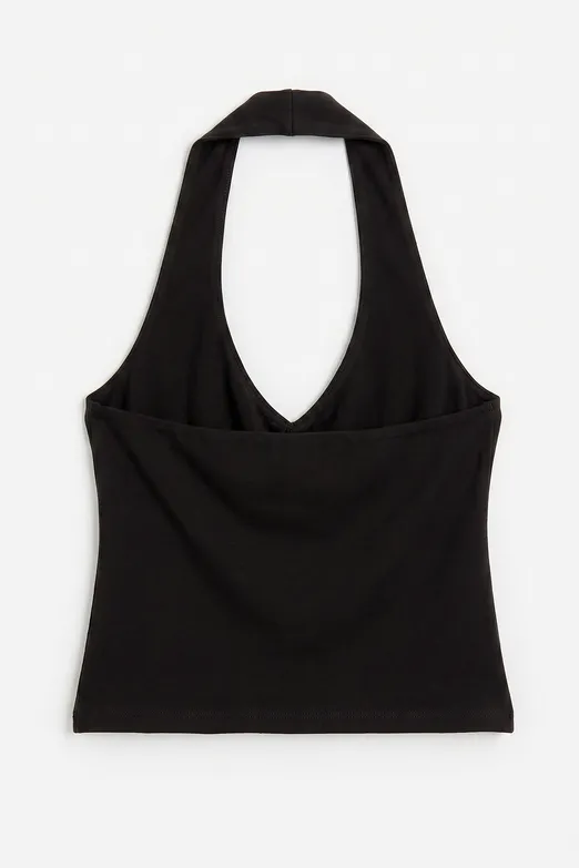Bayan Siyah Boyundan Bağlı Crop Top - BSL