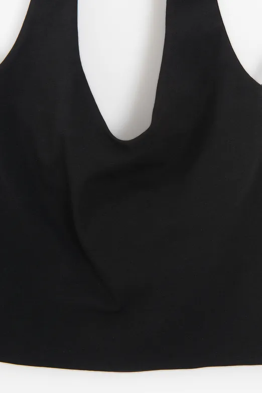 Bayan Siyah Boyundan Bağlı Crop Top - BSL