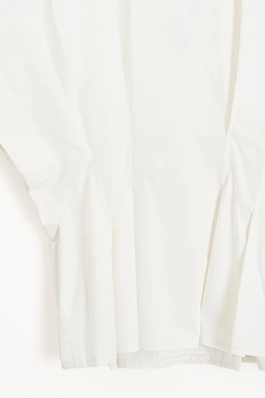 Bayan Beyaz V Yakalı Düğmeli %100 Cotton Bluz - BSL
