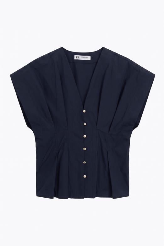 Bayan  V Yakalı Düğmeli %100 Cotton Bluz