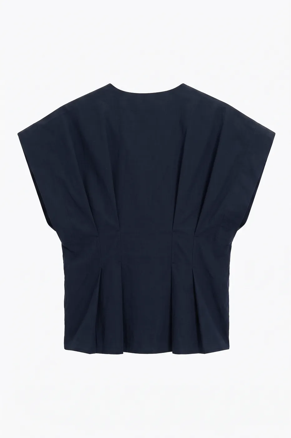 Bayan Lacivert V Yakalı Düğmeli %100 Cotton Bluz