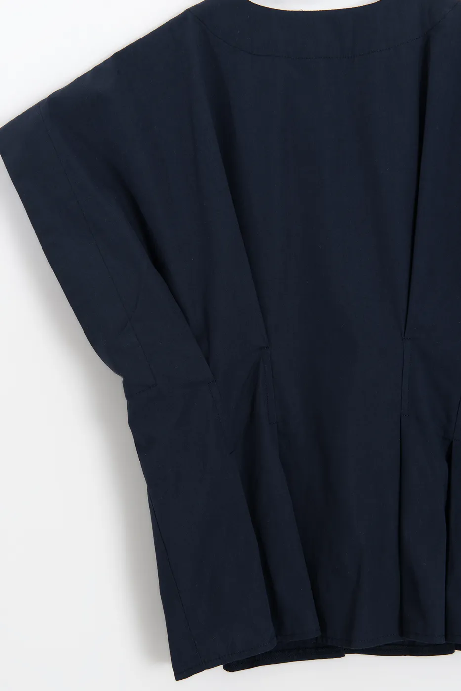 Bayan Lacivert V Yakalı Düğmeli %100 Cotton Bluz