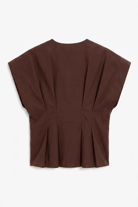 Bayan Tarçın V Yakalı Düğmeli %100 Cotton Bluz - BSL