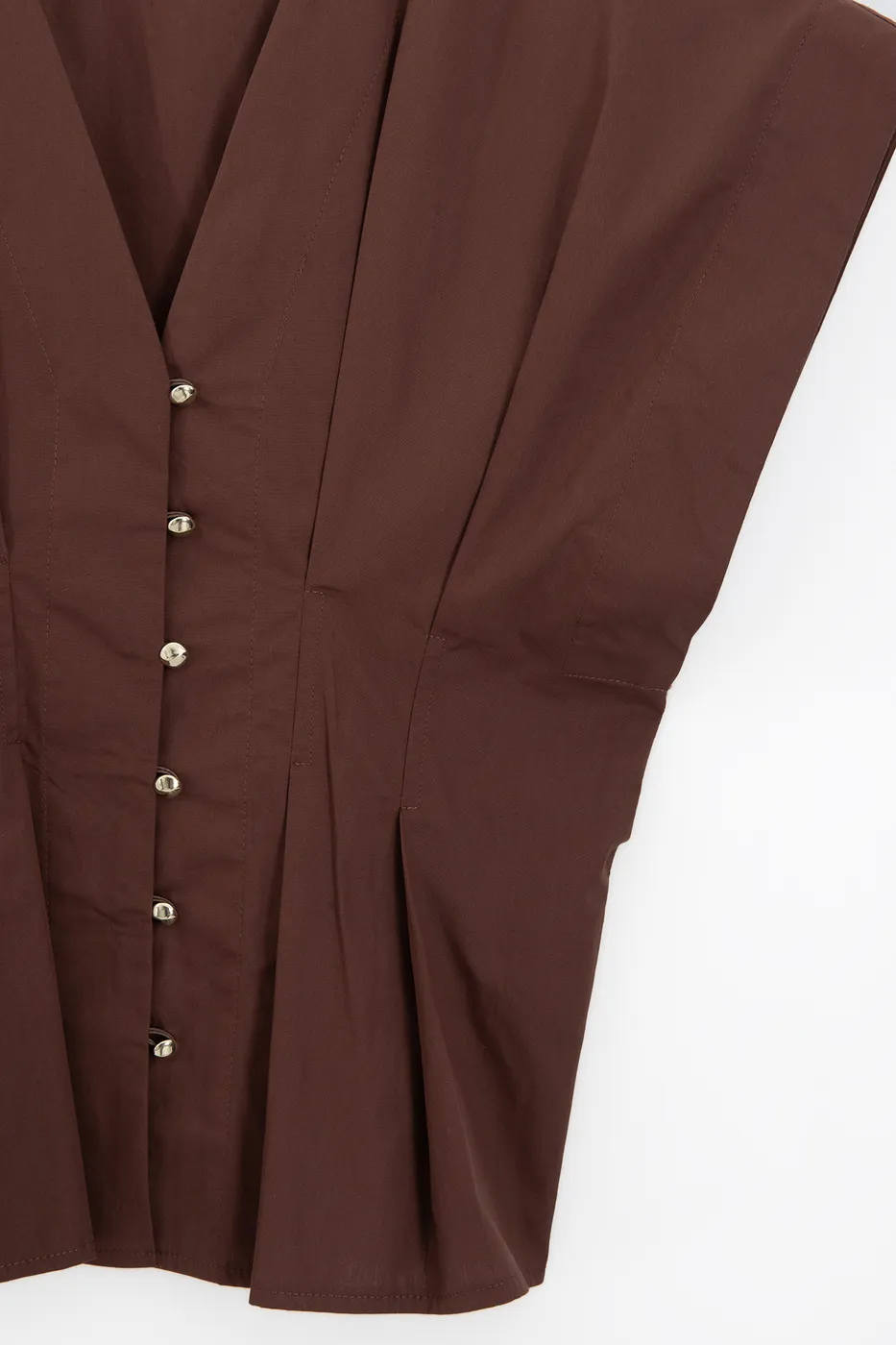 Bayan Tarçın V Yakalı Düğmeli %100 Cotton Bluz
