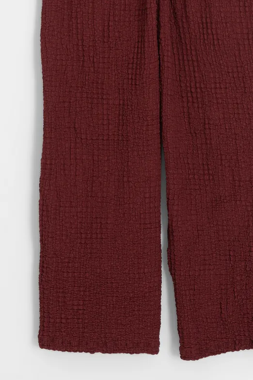Bayan Bordo Dokulu Düz Kesim Pantolon - BSL