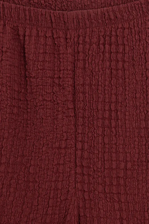 Bayan Bordo Dokulu Düz Kesim Pantolon - BSL