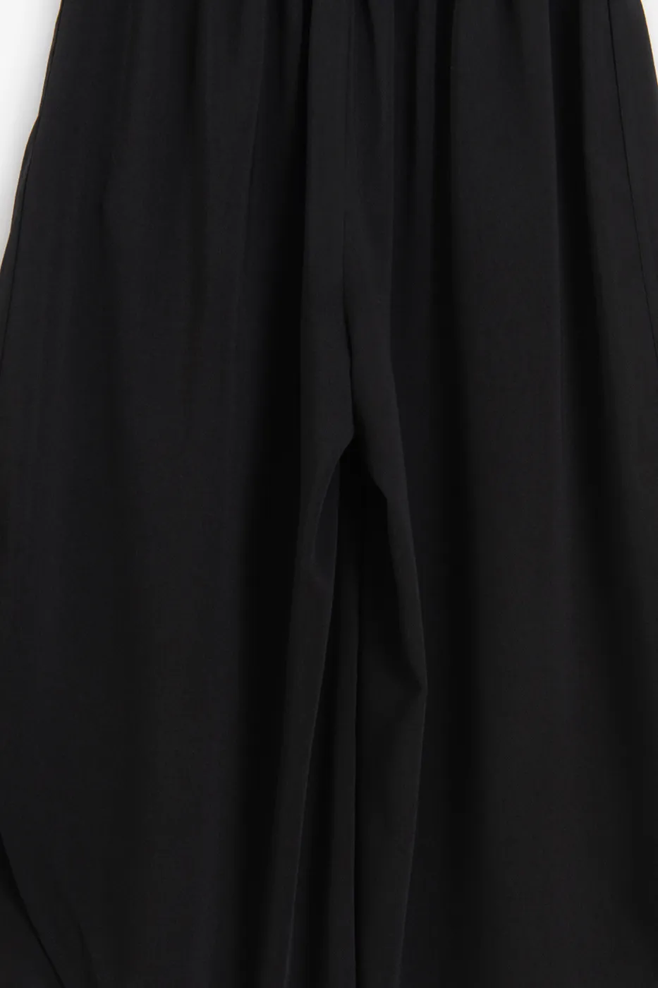 Bayan Siyah Yırtmaçlı Dökümlü  Pantolon