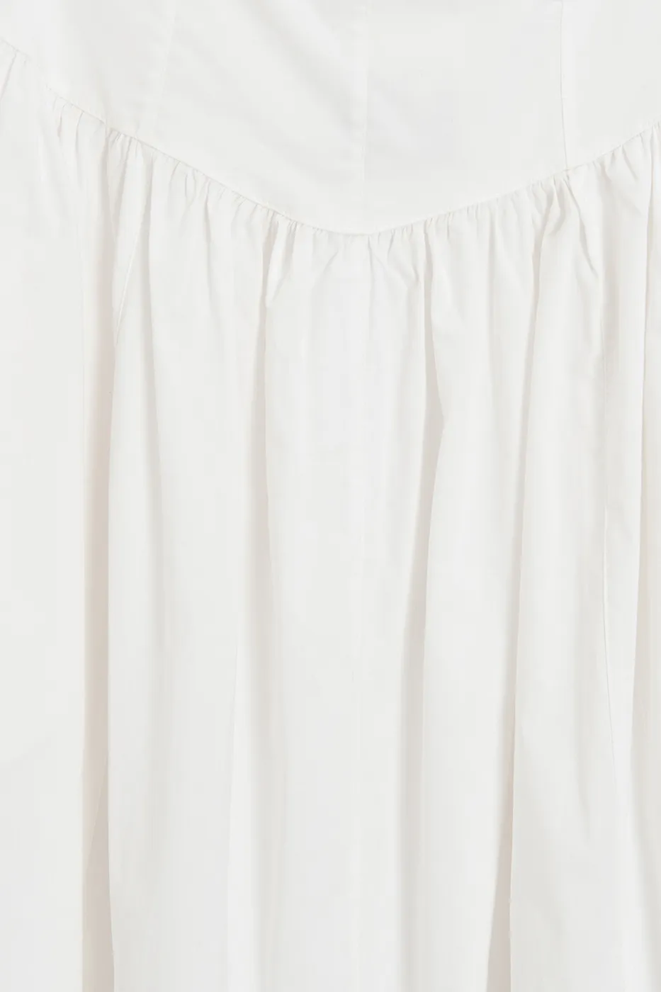 Bayan Beyaz %100 Cotton Straplez Midi Elbise