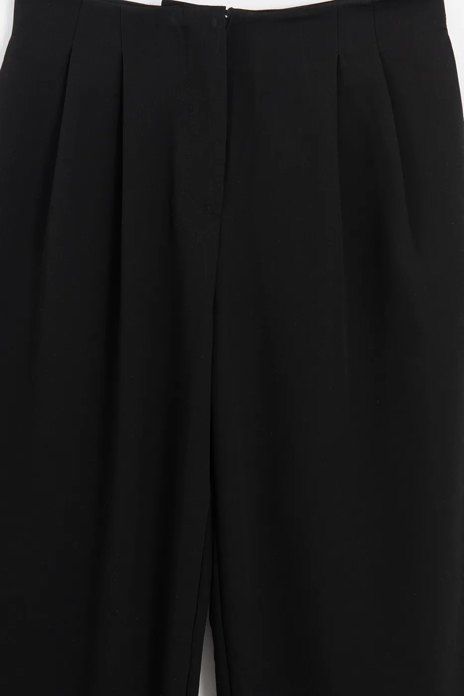 Bayan Siyah Yüksek Bel Pileli Pantolon