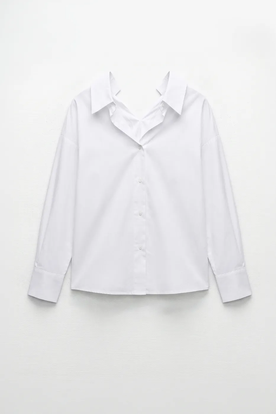 Bayan Beyaz %100 Cotton Açık Yakalı Gömlek