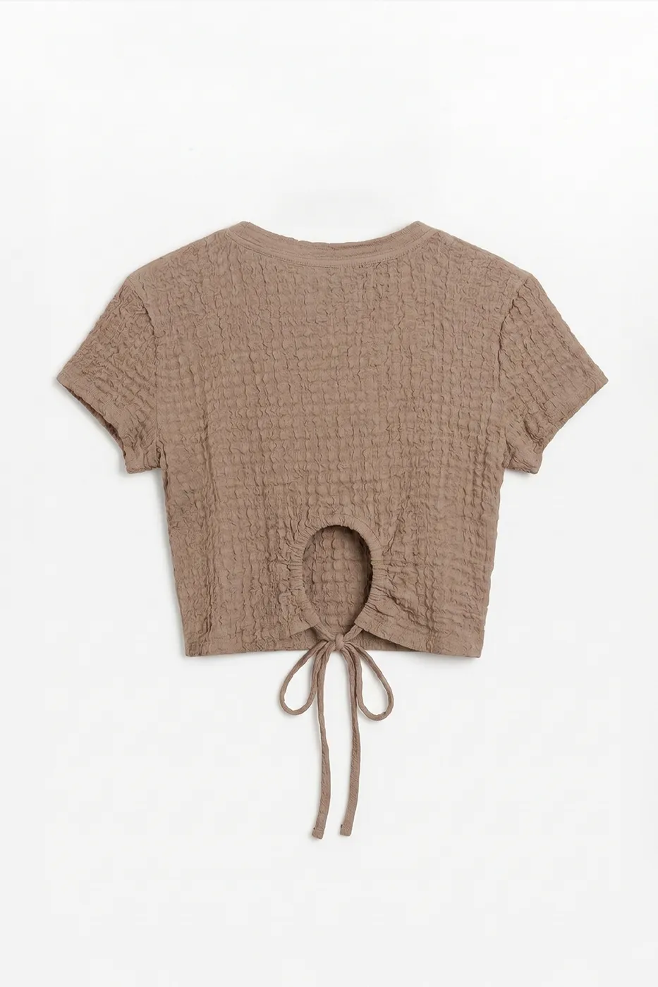 Bayan Bej Dokulu Crop Top