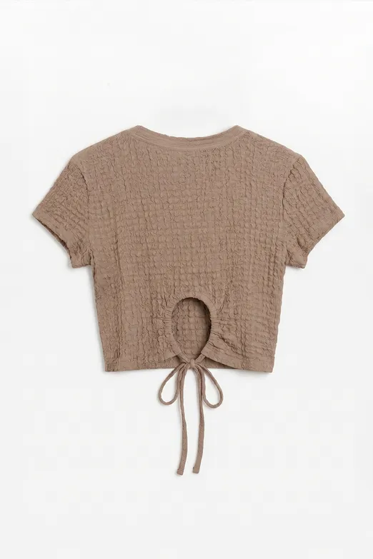Bayan Bej Dokulu Crop Top - BSL