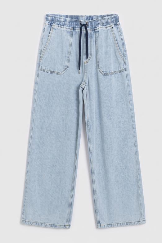 Düz Kesim Denim  Bol Pantolon