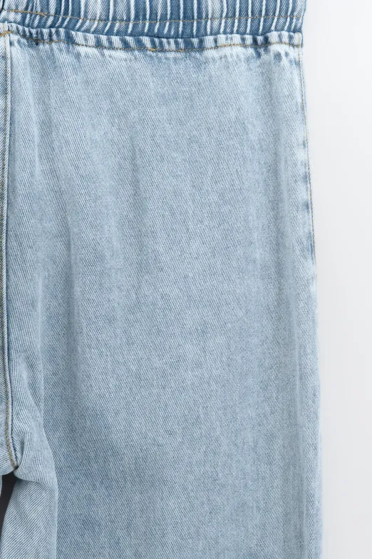 Bayan Lacivert Düz Kesim Denim Bol Pantolon - BSL