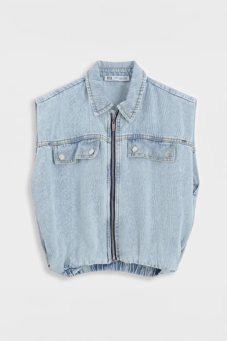 Bayan Lacivert Denim Cepli Balon Yelek