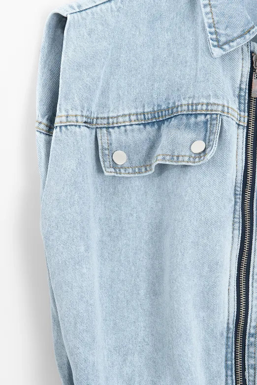 Bayan Lacivert Denim Cepli Balon Yelek - BSL