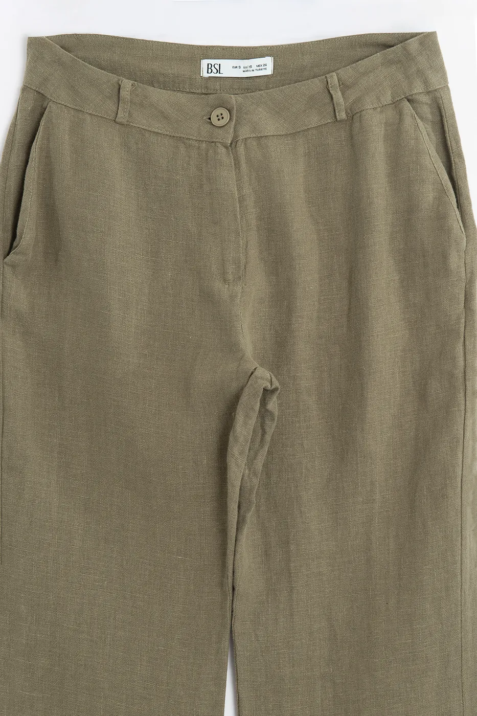 Bayan Haki %100 Keten Pantolon