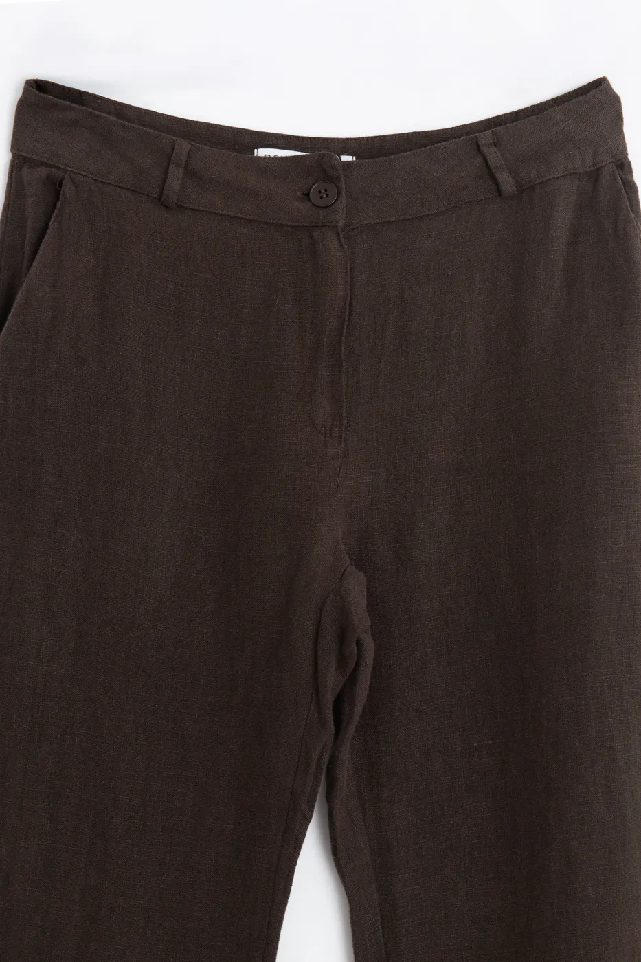 Bayan Kahverengi %100 Keten Pantolon