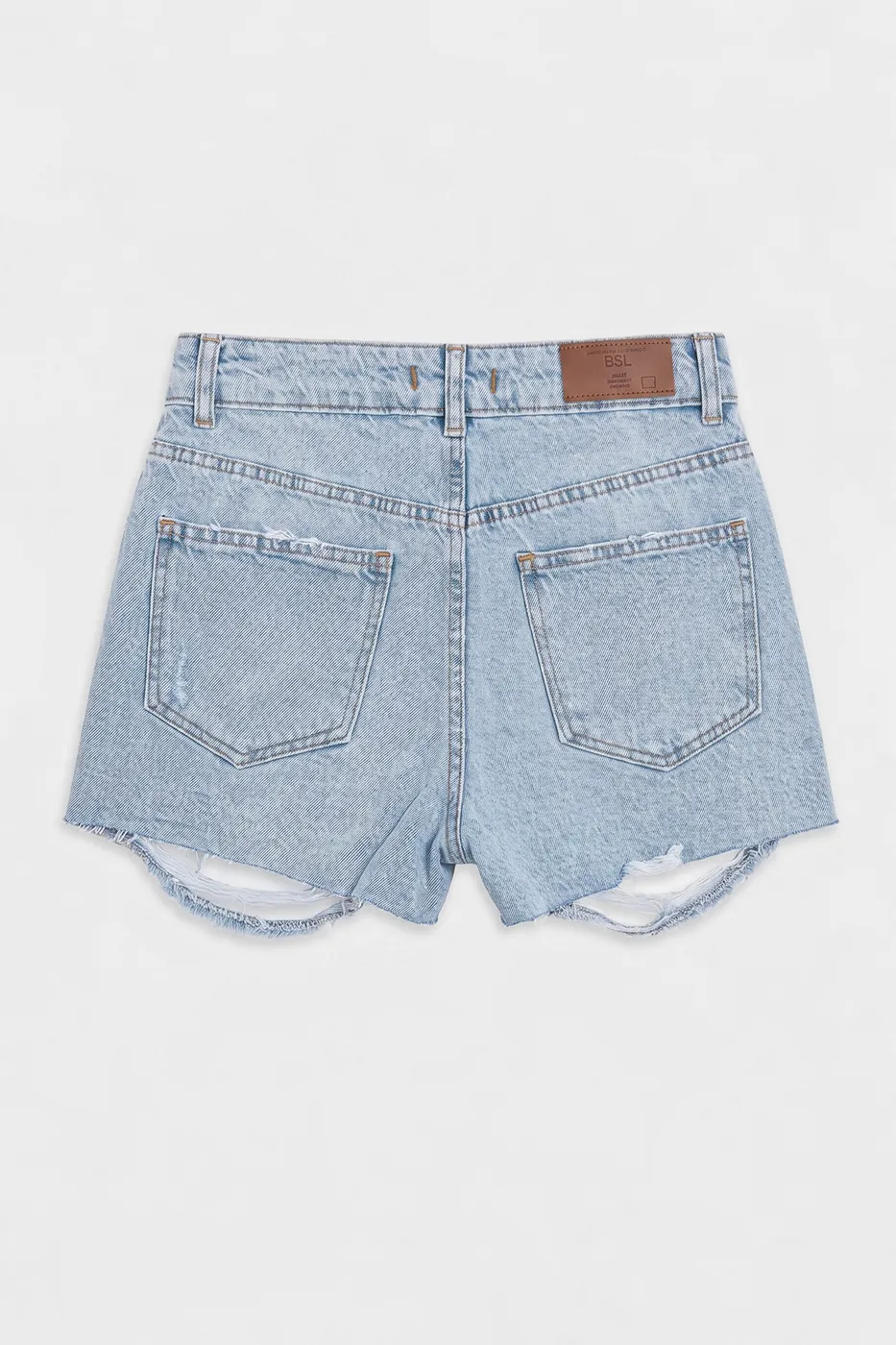 Bayan Mavi Yıpratmalı Mini Denim Şort