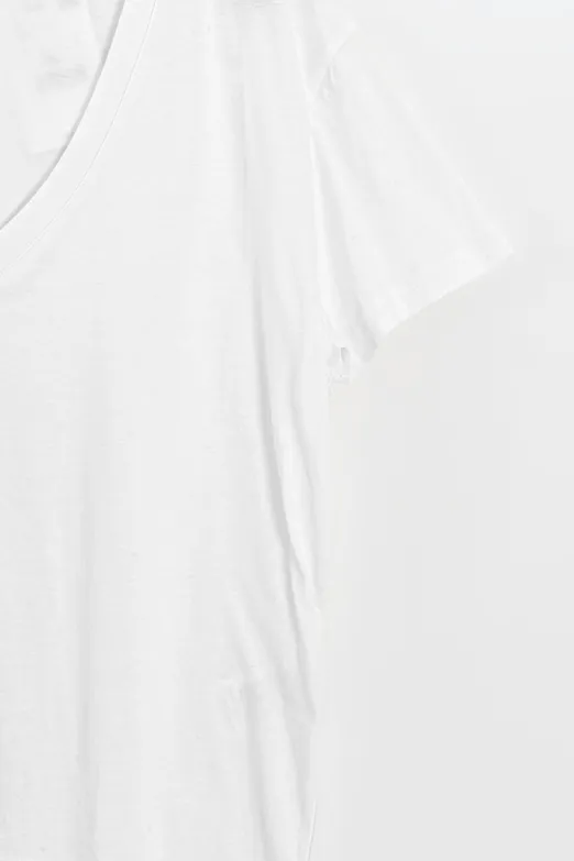 Bayan Beyaz V Yaka Basic Tshirt - BSL