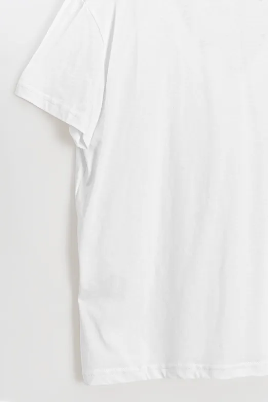 Bayan Beyaz V Yaka Basic Tshirt - BSL