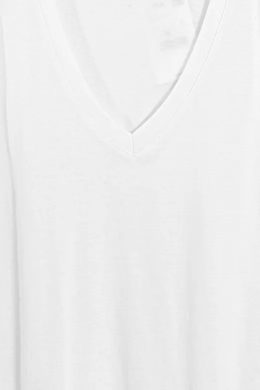 Bayan Beyaz V Yaka Basic Tshirt - BSL