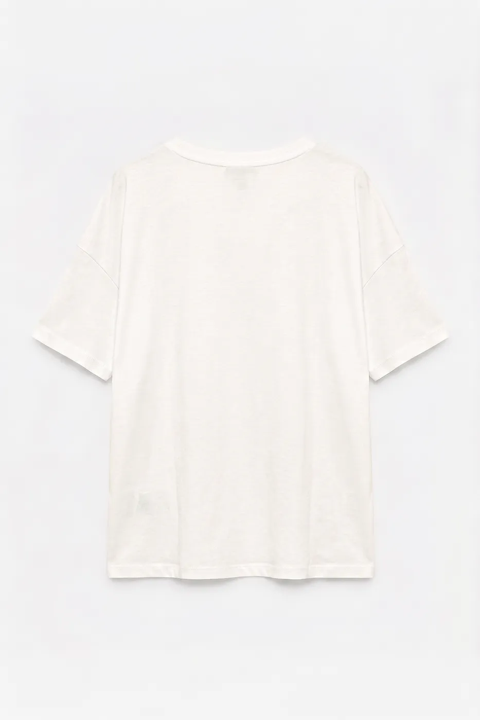 Bayan Ekru V Yaka Basic Tshirt