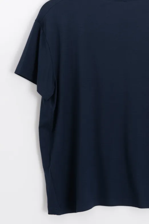 Bayan Lacivert V Yaka Basic Tshirt - BSL